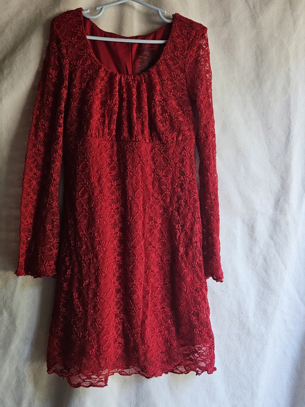 Art Class Girls Red Lace Overlay Dress Size 6/7 Long Sleeve Holiday